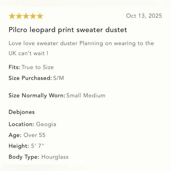 NWT Size XXS/XS - Pilcro Leopard Print Sweater Duster with Pockets (NWT US$ 238) - Picture 13 of 16